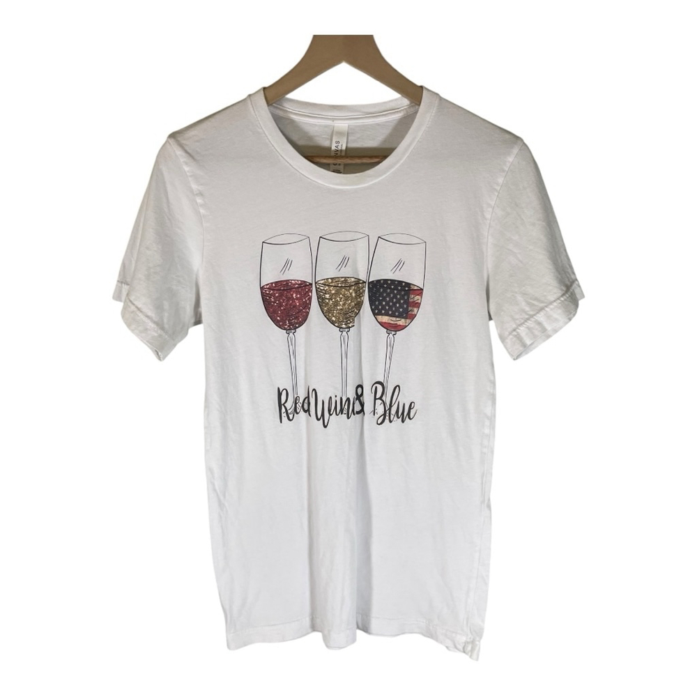 Bella+Canvas Girls T-Shirt Small Juniors White‎ Bulldog Dog Casual Graphic Tee